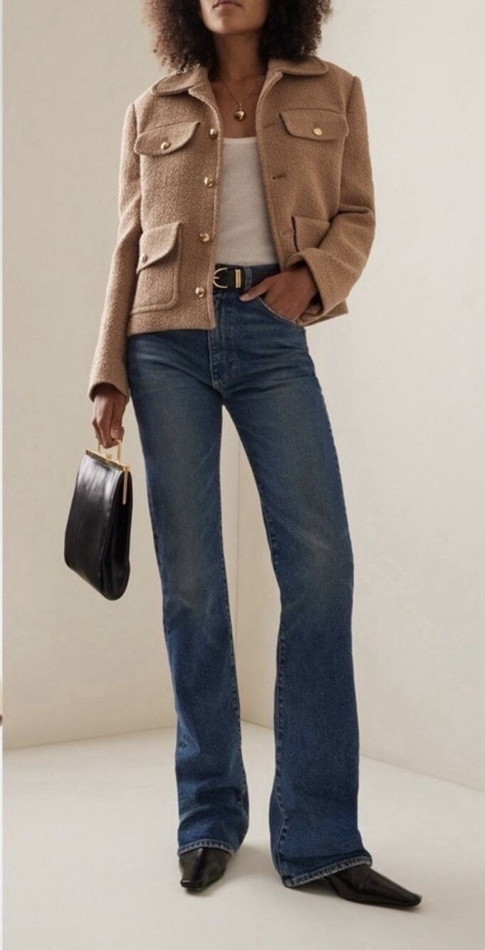 Nili Lotan Paloma Boucle Tweed Camel Brown Neutral Oversized Small